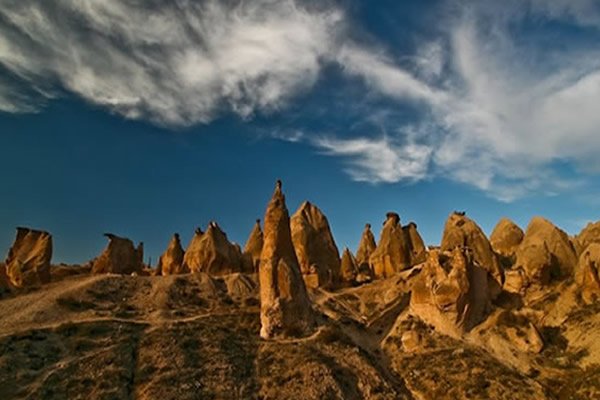 Sculpted formations across Devrent Valley