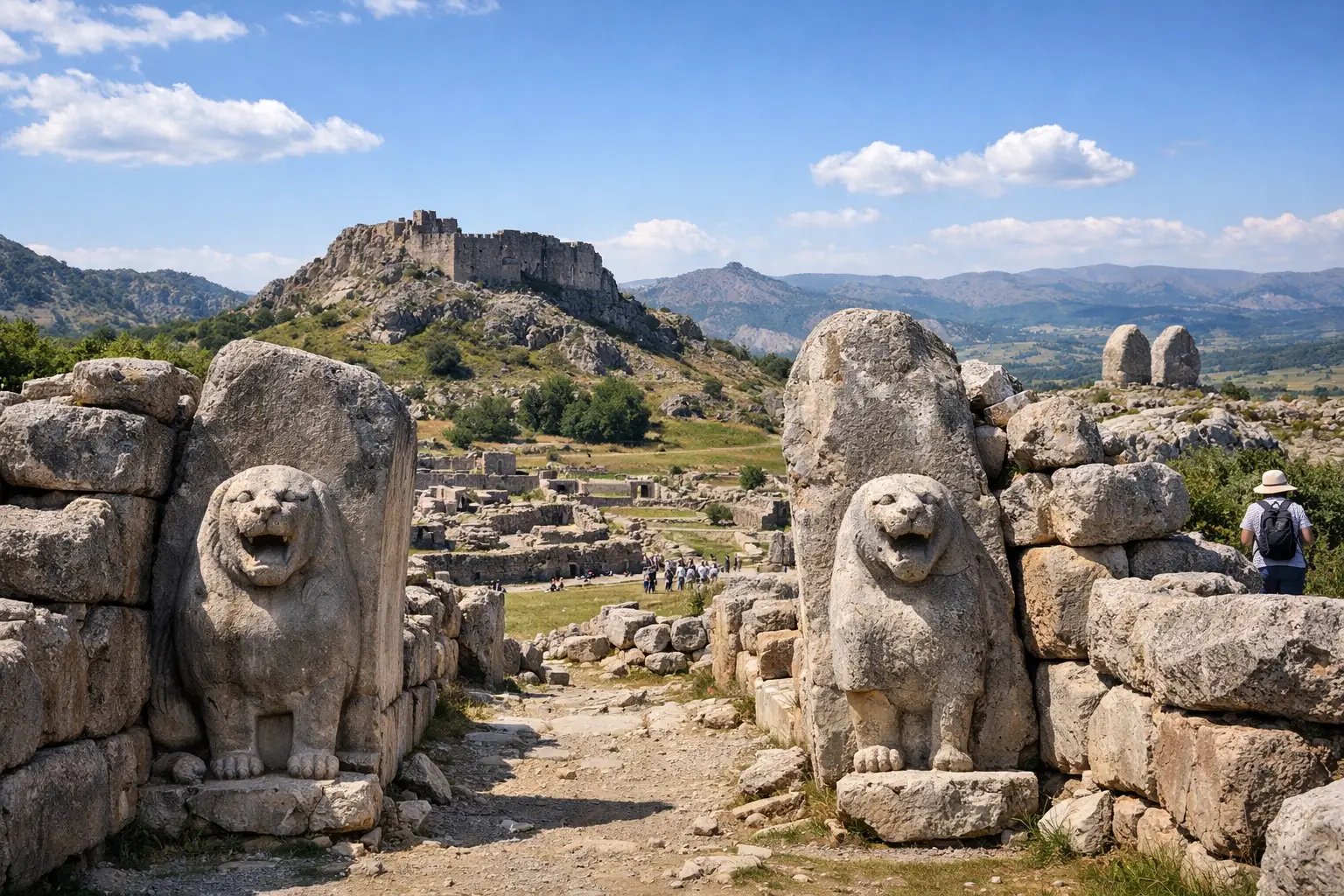 Ancient stone walls and monumental ruins at Hattusa