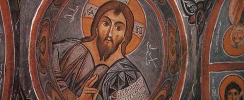 Historic fresco inside a rock-cut church in Soğanlı