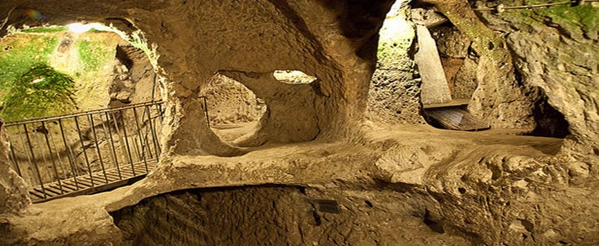 Rock-cut passage inside a Cappadocia underground city
