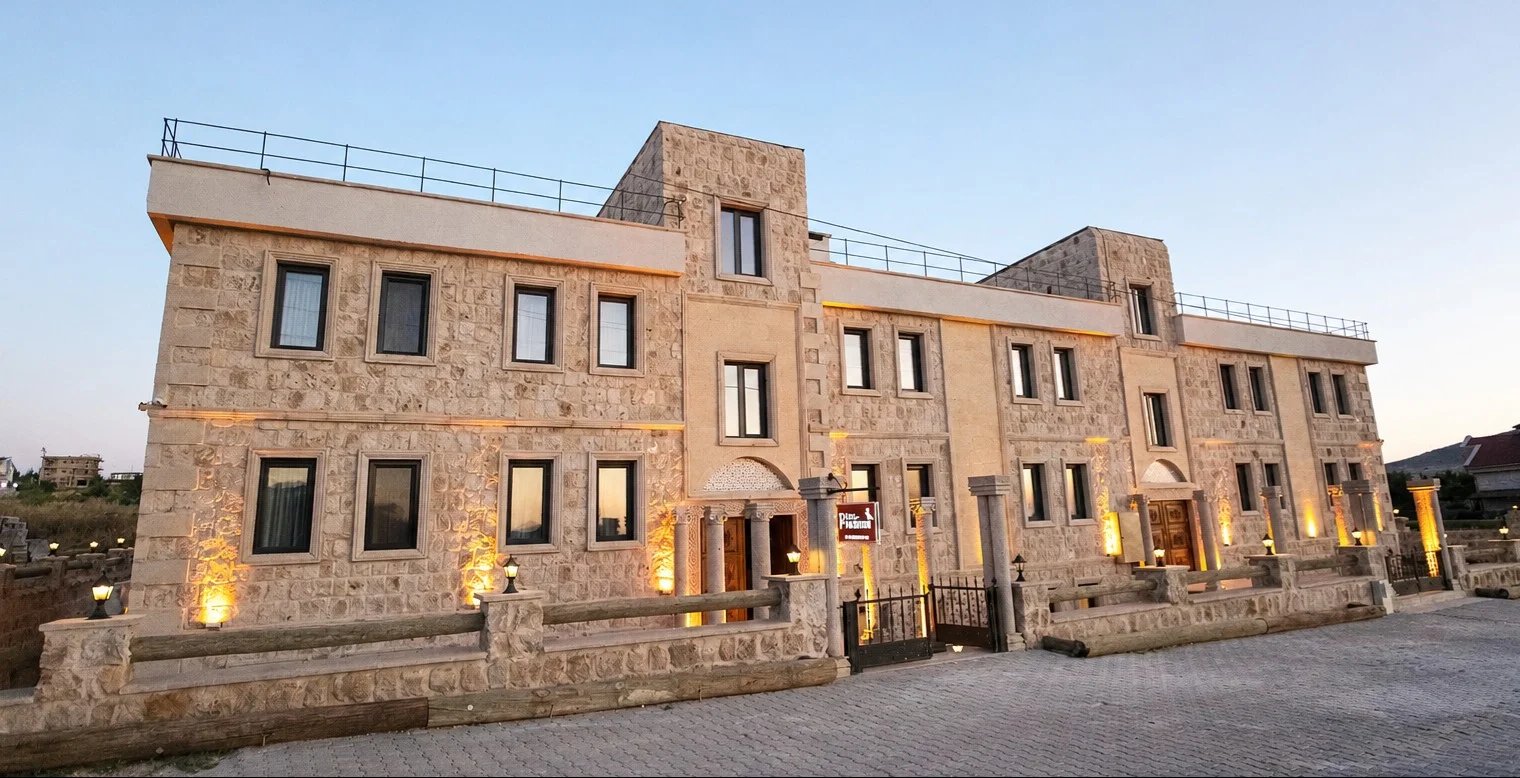 Stone architecture and terrace at Uchisar Premium Hotel in Uçhisar
